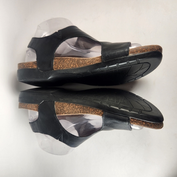 DANSKO Women's Reece Sandal 10 EU 40 Black Leather Comfort Slingback Wedge Shoe - Picture 4 of 10